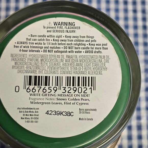 BBW Winter Golden Pear Single Wick 8 oz. Candle Exclusive Christmas Gift Tag - Picture 3 of 3